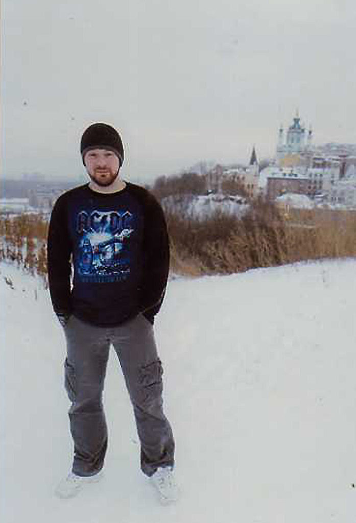 Mike, standing in the snow.